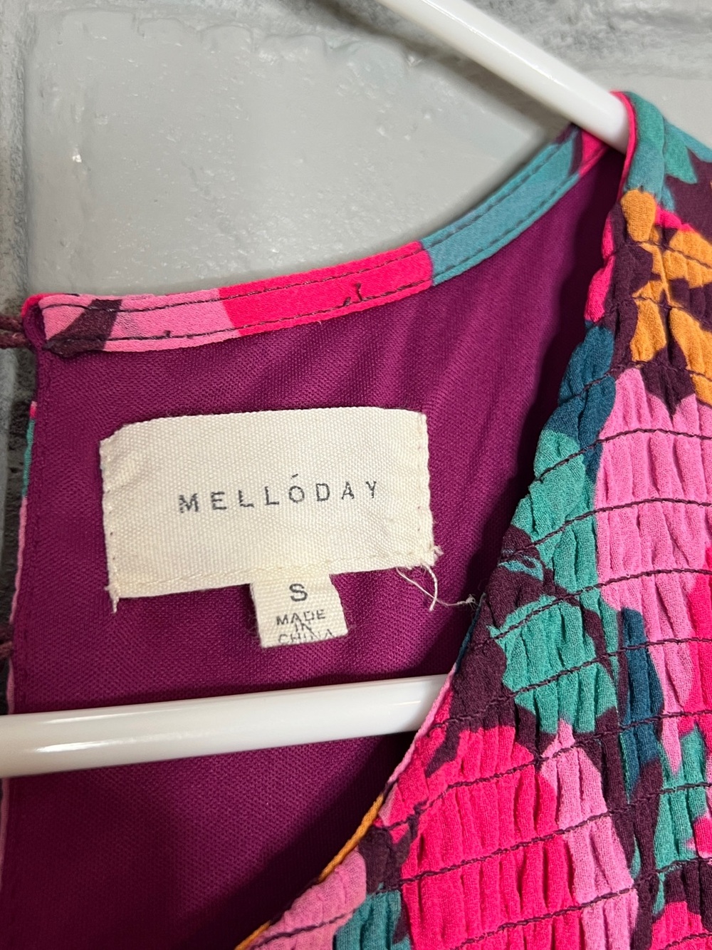 MELLODAY Multicolored Floral Maxi Tiered Dress With Smocked Detailing Size Small - Picture 12 of 16